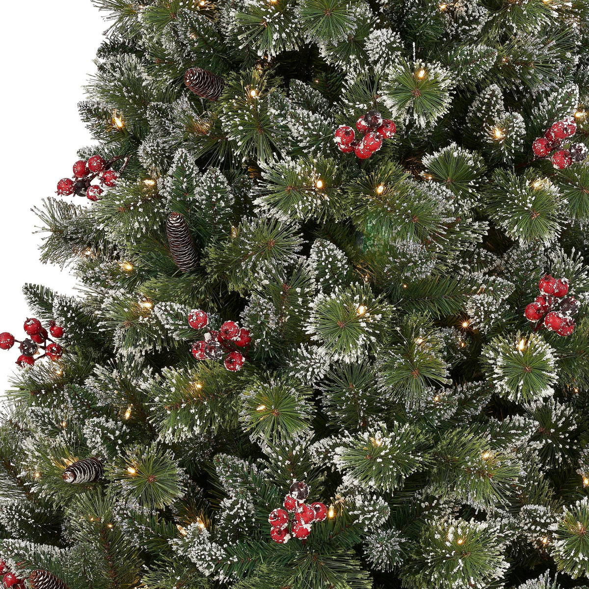 Holiday Time 7.5ft Pre-Lit Glittering Frost Pine Christmas Tree, Green, 7.5', Warm White LED