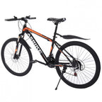 HOMBOM 26 inch Mountain Bike for Adult and Youth,21 Speed Carbon Steel Mountain Bike,Full Suspension Disc Brake Outdoor Bikes for Men Women Black