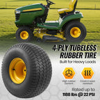 20x10.00-8 Tubeless Lawn Mower Tire and Wheel Assembly (2-Pack), 4-Ply Rear Tire with Steel Rim, 3/4" Bore &amp; 3/16" Keyway, 3.5" Offset Hub, S-Turf Tread, Riding Lawn Mower &amp; Garden Tractor