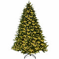 8 ft. Pre-Lit LED Artificial Christmas Tree Hinged with 600 LED Lights and Pine Cones