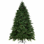 8 ft. Pre-Lit LED Artificial Christmas Tree Hinged with 600 LED Lights and Pine Cones