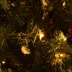 8 ft. Pre-Lit LED Artificial Christmas Tree Hinged with 600 LED Lights and Pine Cones