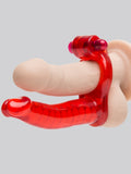 Double Penetrator Cock Ring Anal Vibrator Strap-On, Red