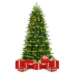 Costway 6FT Pre-Lit Hinged Christmas Tree 1664 PE &amp; PVC Tips w/ 310 Lights &amp; Foot Switch