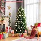 Costway 6FT Pre-Lit Hinged Christmas Tree 1664 PE &amp; PVC Tips w/ 310 Lights &amp; Foot Switch