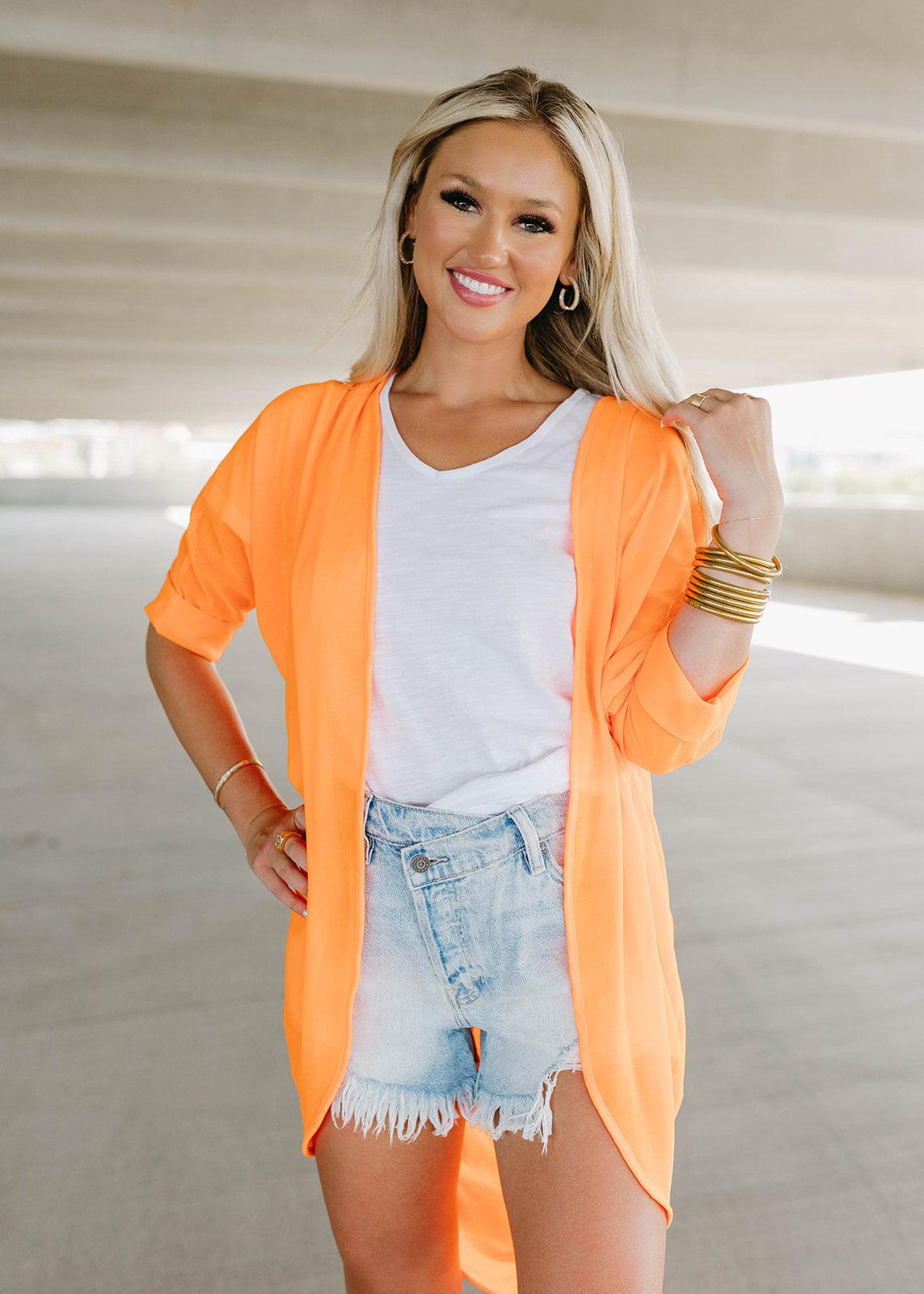 75 neon orange kimono cardigan