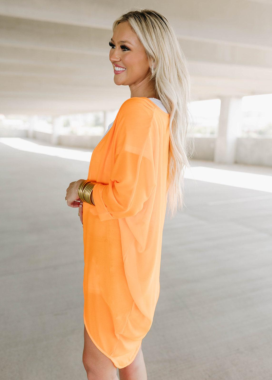 75 neon orange kimono cardigan