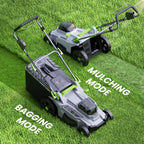 40V Cordless Lawn Mower, 17-Inch Walk Behind Lawnmower with 2 x 20V 4.0Ah Battery, Brushless Motor, 6 Cutting Heights, 50L Grass Bag, for Garden/Patio/Yard/Lawn