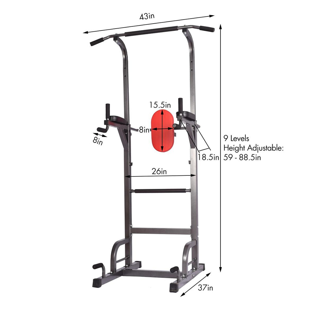 Heavy Duty Adjustable Power Tower Workout Pull Up &amp; Dip Station Adjustable Multi-Function Strength Training Dip Stand Workout Station Fitness Equipment for Home Gym, 400LBS Max Weight