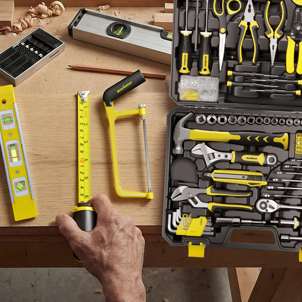 Home Tool Kit, 220 Piece Hand Tool Kit with Toolbox StoraCase, Basic Household Auto Repair Tool Set for Home Repairs Men Women DIY, Auto Maintenance, General Use, Household Repair Tools