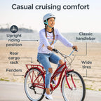 Schwinn Sanctuary 7 Cruiser Bike, Featuring Retro-Styled 16-Inch/Small Step-Through and 18-Inch/Medium Step-Over Steel Frames, 7-Speed Drivetrain, Front and Rear Fenders, Rear Rack, and 26-Inch Wheels