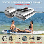 SereneLife Inflatable Stand Up Paddle Board - 10’ Ft. Standup Sup Paddle Board W/ Manual Air Pump, Safety Leash, Paddleboard Repair Kit, St