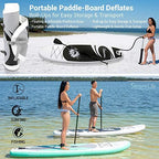 SereneLife Inflatable Stand Up Paddle Board - 10’ Ft. Standup Sup Paddle Board W/ Manual Air Pump, Safety Leash, Paddleboard Repair Kit, St