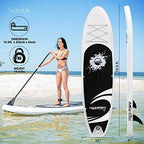 SereneLife Inflatable Stand Up Paddle Board - 10’ Ft. Standup Sup Paddle Board W/ Manual Air Pump, Safety Leash, Paddleboard Repair Kit, St