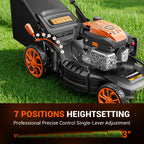 21" Self-Propelled Gas Lawn Mower, 170CC Engine, 3-in-1 Mulching, Bagging &amp; Side Discharge, 7-Position Height Adjustment, Easy Lawn Care for LarYards &amp; Thick Grass