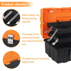 16.5-Inch Tool Box Organizer 3-Layer Multiplication Plastic StoraToolbox with Portable Handle Perfect for Home Office Car Trunk Fishing
