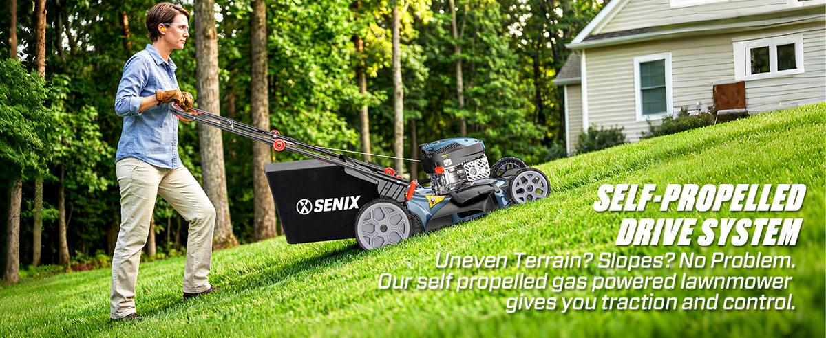 Gas Lawn Mower, 22" Self Propelled Gas Powered Lawnmower with 170cc OHV 4-Cycle Engine, 3-in-1 Walk-Behind Push Lawn Mower, 6-Position Height Adjustment