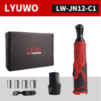 LYUWO 1 Set 12V Cordless Electric Wrench, 45NM 3/8'' Ratchet, Illuminated Remove Screws & Nuts Automotive Repair Tool, Right Angle Wrench, Power Tools