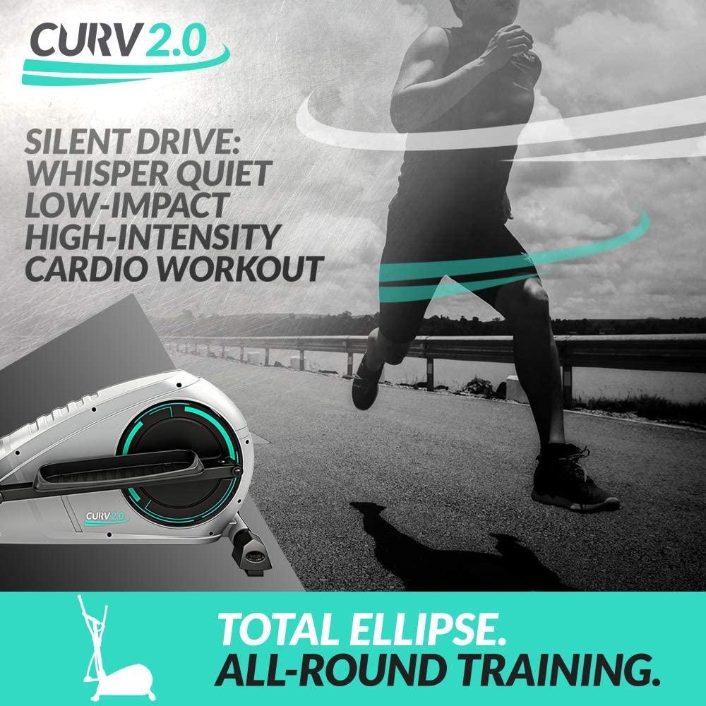 Bluefin Fitness CURV 2.0 Elliptical Cross Trainer | Home Gym | Exercise Step Machine | Air Walker | Compact | Kinomap | Live Video Streaming | Video Coaching &amp; Training | Black &amp; Grey Silver