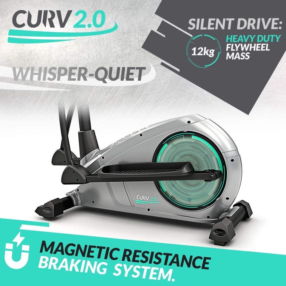 Bluefin Fitness CURV 2.0 Elliptical Cross Trainer | Home Gym | Exercise Step Machine | Air Walker | Compact | Kinomap | Live Video Streaming | Video Coaching &amp; Training | Black &amp; Grey Silver