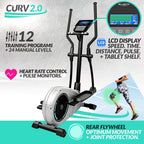 Bluefin Fitness CURV 2.0 Elliptical Cross Trainer | Home Gym | Exercise Step Machine | Air Walker | Compact | Kinomap | Live Video Streaming | Video Coaching &amp; Training | Black &amp; Grey Silver
