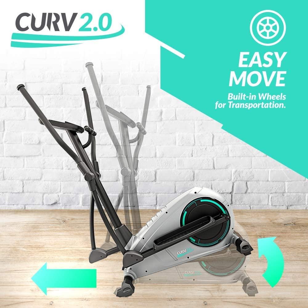 Bluefin Fitness CURV 2.0 Elliptical Cross Trainer | Home Gym | Exercise Step Machine | Air Walker | Compact | Kinomap | Live Video Streaming | Video Coaching &amp; Training | Black &amp; Grey Silver