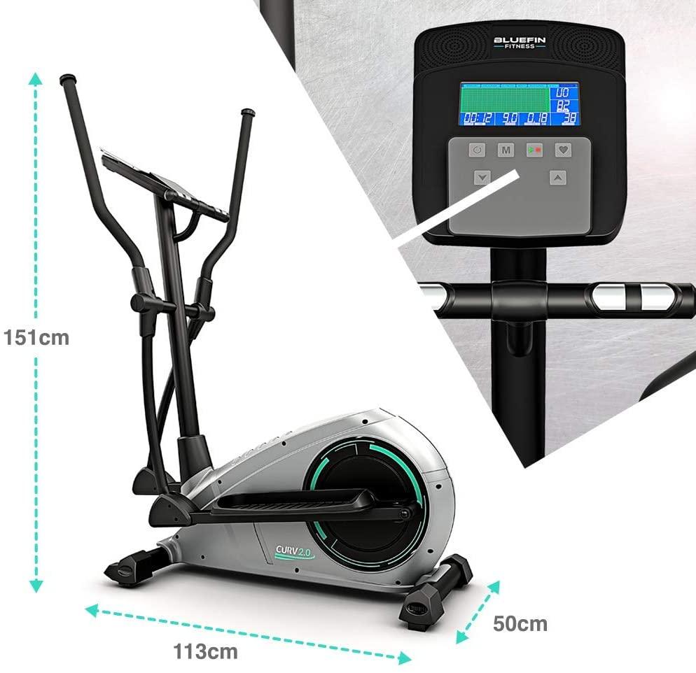 Bluefin Fitness CURV 2.0 Elliptical Cross Trainer | Home Gym | Exercise Step Machine | Air Walker | Compact | Kinomap | Live Video Streaming | Video Coaching &amp; Training | Black &amp; Grey Silver
