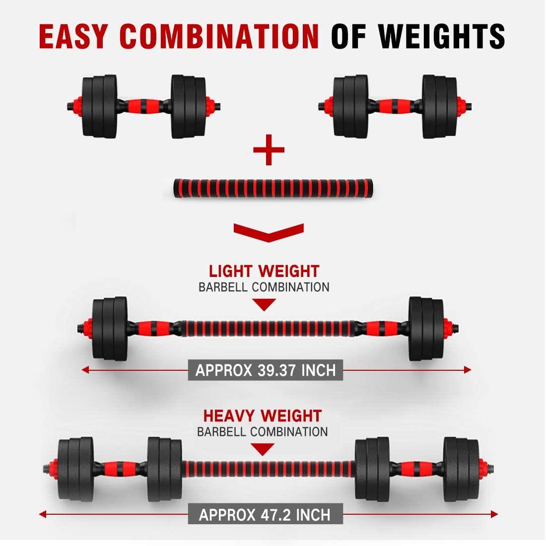 SKONYON Adjustable Dumbbells-Pair 66 pounds for Two Dumbbells, Anti Rolling Fitness Dumbbells
