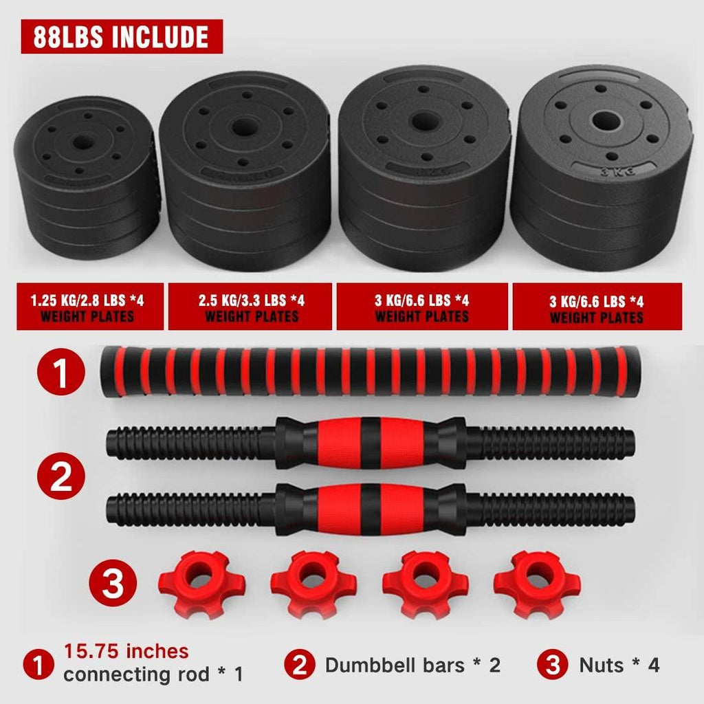 SKONYON Adjustable Dumbbells-Pair 66 pounds for Two Dumbbells, Anti Rolling Fitness Dumbbells
