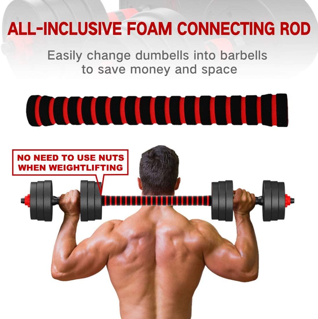SKONYON Adjustable Dumbbells-Pair 66 pounds for Two Dumbbells, Anti Rolling Fitness Dumbbells