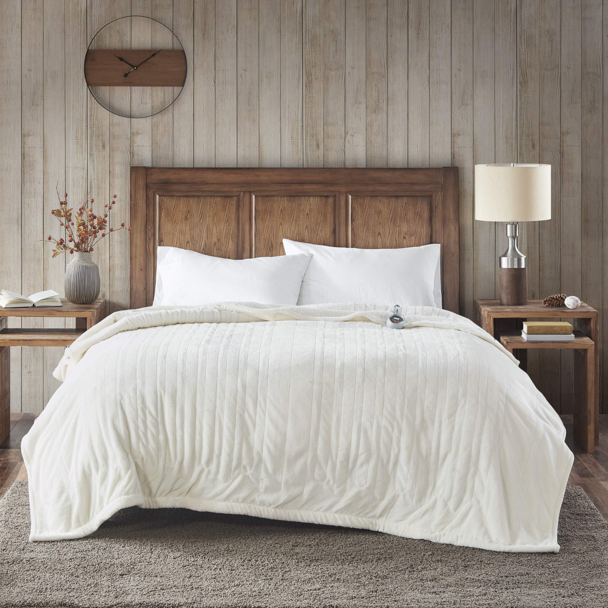 Gracie MIlls Elect Electric Blanket with Two 20 Heat Level Setting Controllers, Queen: 84x90", Ivory -WR54-1765