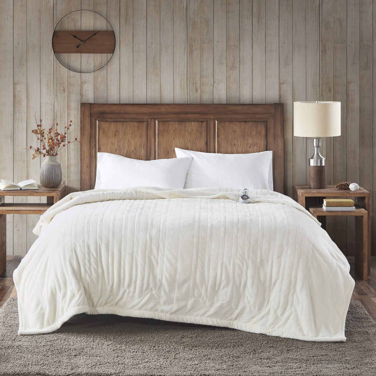 Gracie MIlls Elect Electric Blanket with Two 20 Heat Level Setting Controllers, Queen: 84x90", Ivory -WR54-1765