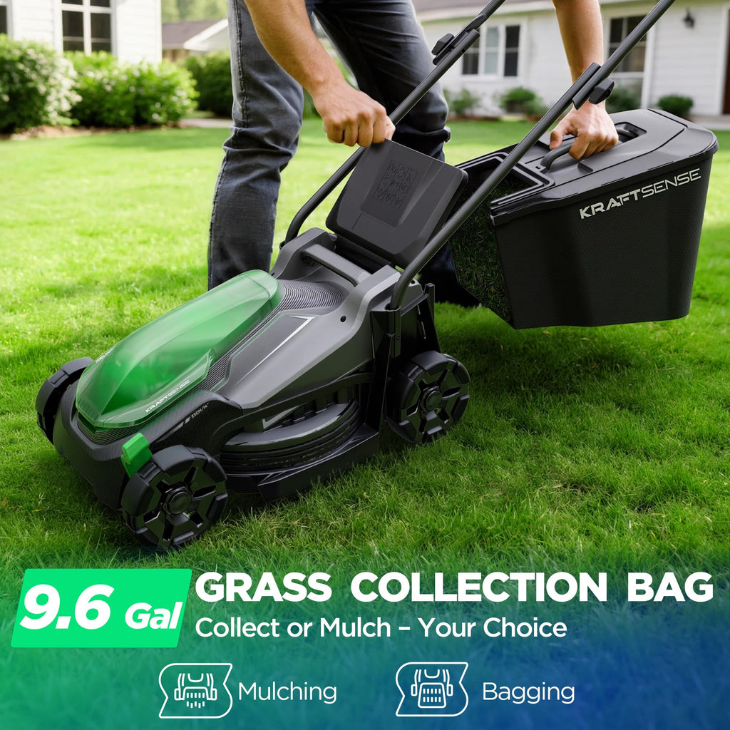 14" Cordless Lawn Mower, 20V Lightweight Push Mower with 2×5.0Ah Battery, Ultra-Quiet Motor for Small Yards, Lawn Care, Backyard Maintenance