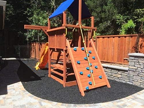 playsafer rubber mulch nuggets protective flooring for playgrounds, swing-sets, play areas, and landscaping (1,000 lbs - 39 cu. ft., black)