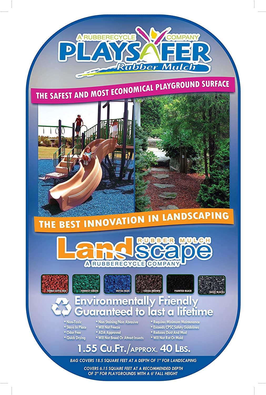 playsafer rubber mulch nuggets protective flooring for playgrounds, swing-sets, play areas, and landscaping (1,000 lbs - 39 cu. ft., black)