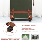 Luggage Set of 2 Pieces with TSA Lock Cute Retro Trunk luggage (Green, 14inch &amp; 28inch)