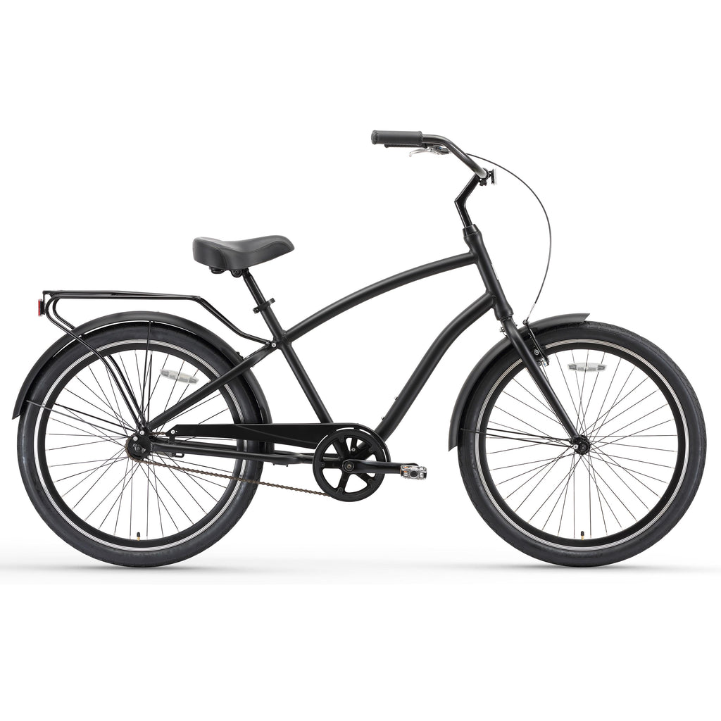 reezero EVRYjourney Men's 26" Single Speed Sport Hybrid Cruiser Bicycle, Matte Black