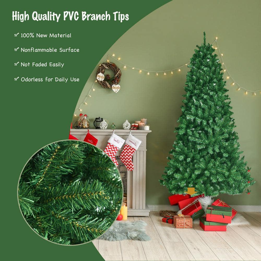 6 ft. Pre-lit Artificial Christmas Tree Hinged Xmas Tree with 9-Lighting Modes