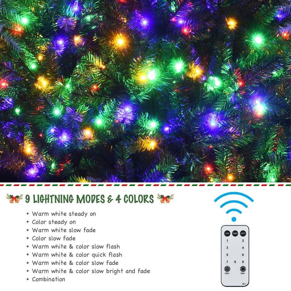 6 ft. Pre-lit Artificial Christmas Tree Hinged Xmas Tree with 9-Lighting Modes