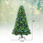 6 ft. Pre-lit Artificial Christmas Tree Hinged Xmas Tree with 9-Lighting Modes
