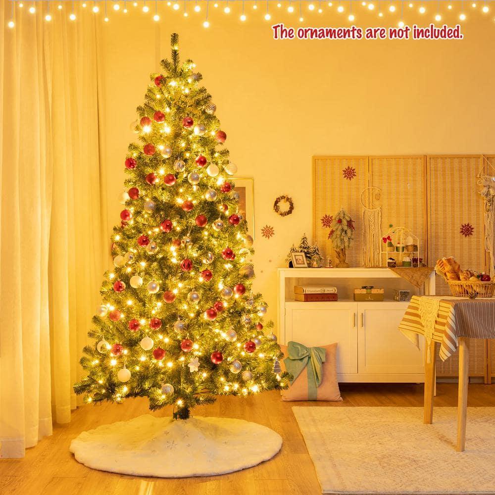 6 ft. Pre-lit Artificial Christmas Tree Hinged Xmas Tree with 9-Lighting Modes