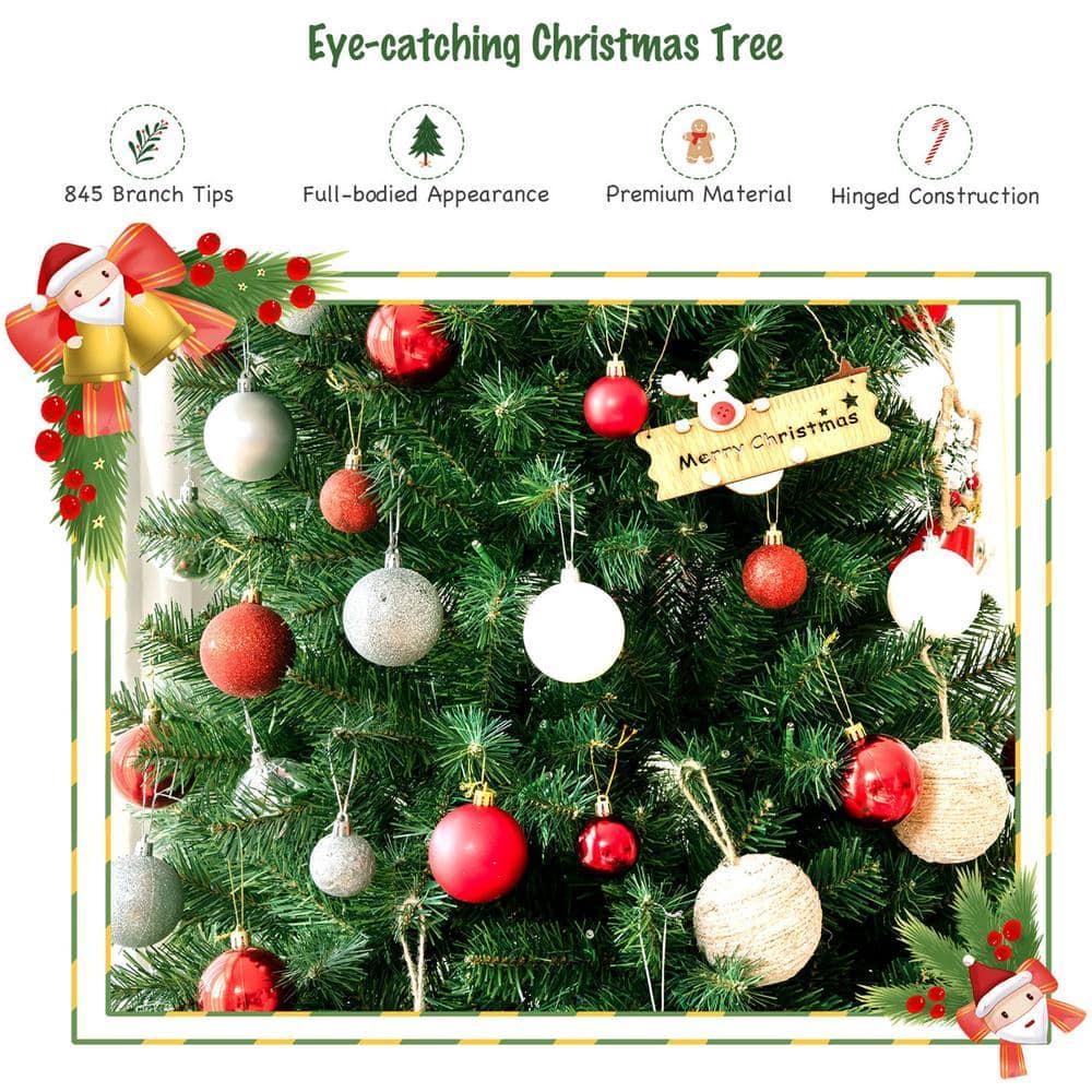 6 ft. Pre-lit Artificial Christmas Tree Hinged Xmas Tree with 9-Lighting Modes