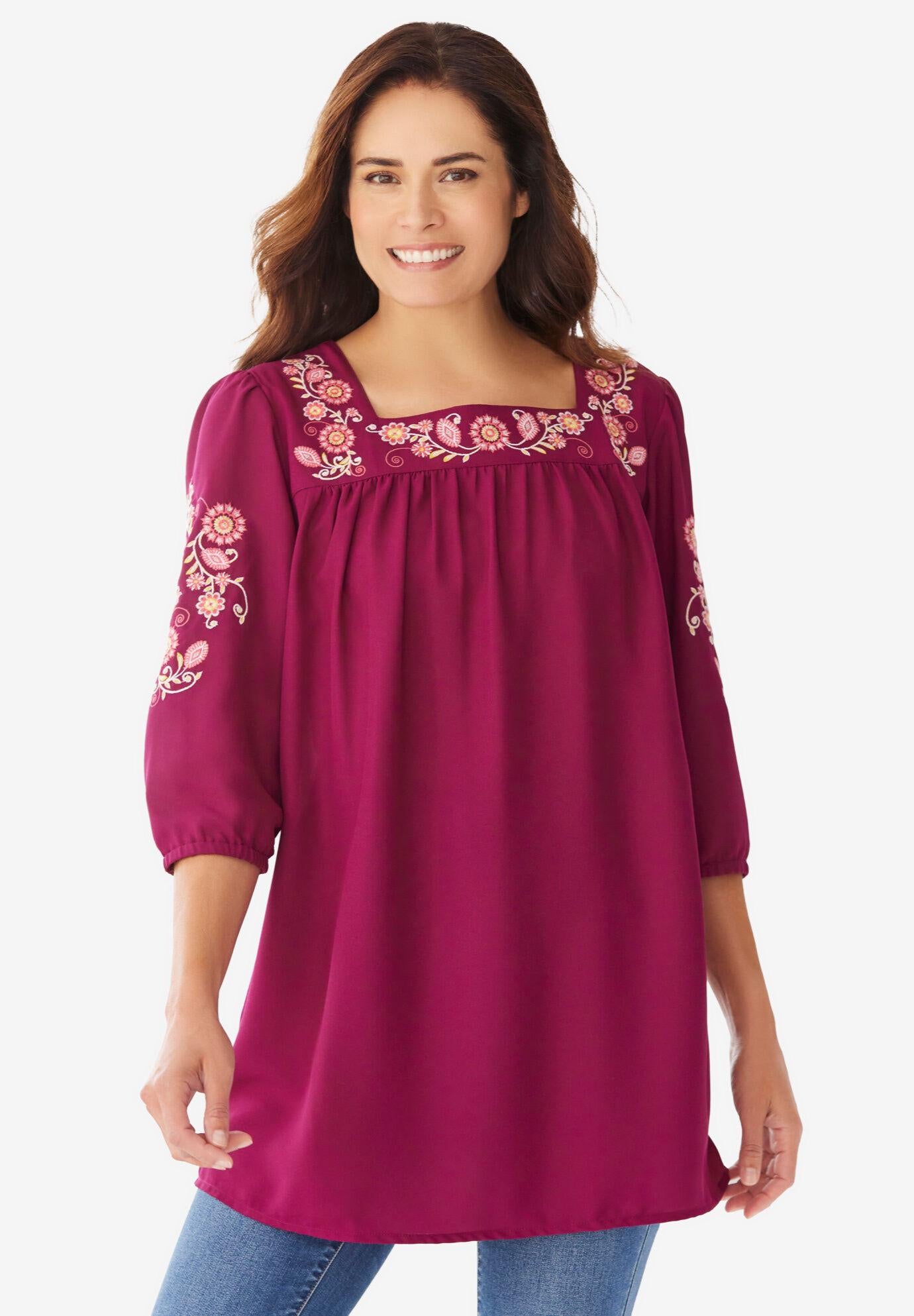 embroidery georgette tunic