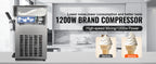 Soft Serve Ice Cream Machine, 18L/H Yield Commercial Ice Cream Maker, 1200W Countertop Soft Serve Ice Cream Maker with LCD Panel Puffing ShortaAlarm for Bars Coffee Shop Restaurant (ZM-168)