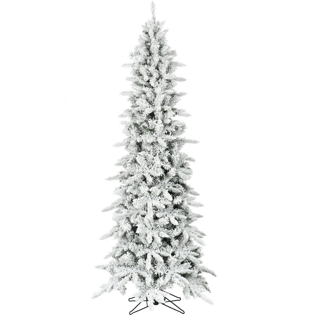 Fraser Hill Farm Green Hinged Slim Snowy Christmas Tree, 6.5'