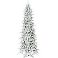 Christmastime Green Hinged Slim Snowy Christmas Tree, 6.5'