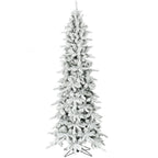 Christmastime Green Hinged Slim Snowy Christmas Tree, 6.5'