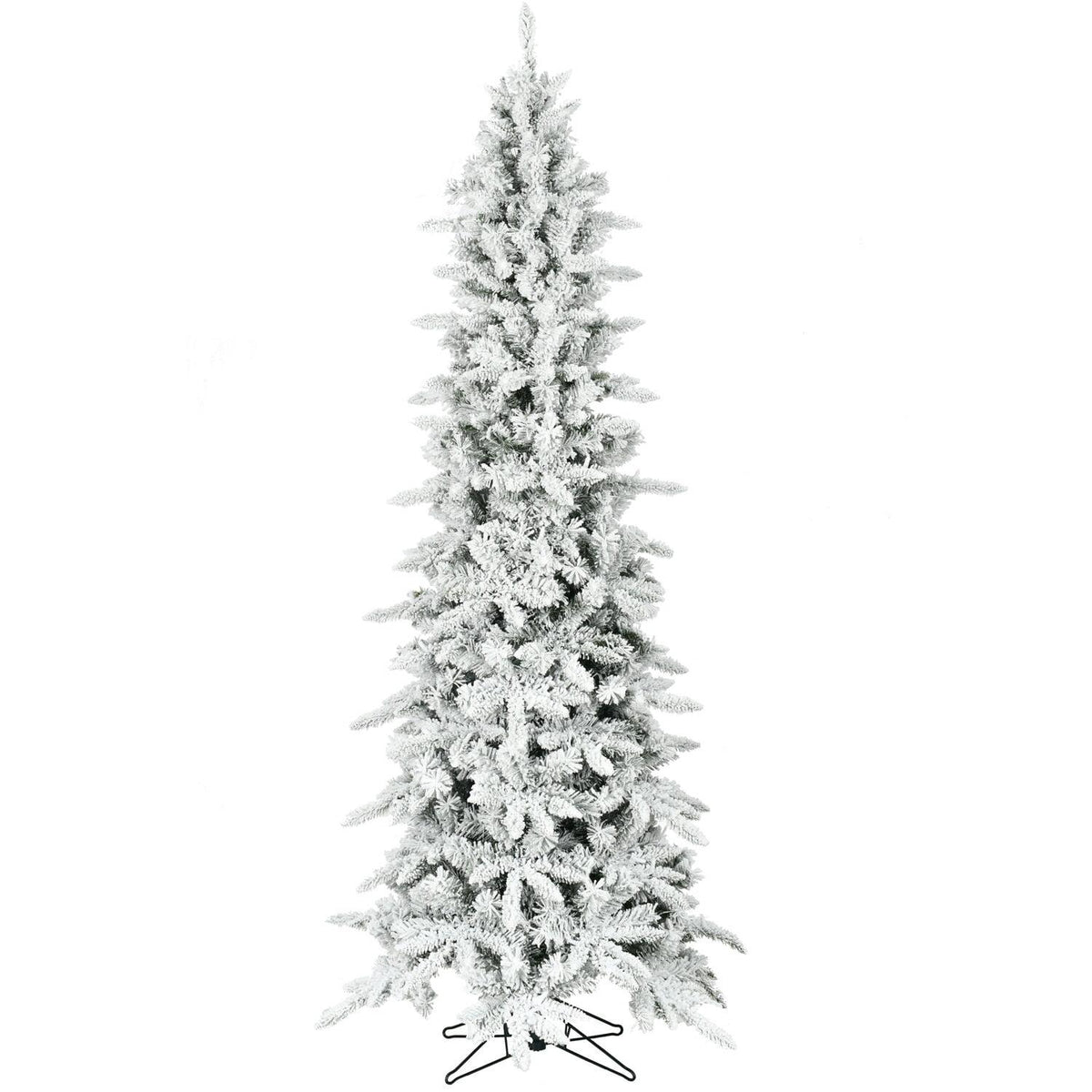 Christmastime Green Hinged Slim Snowy Christmas Tree, 6.5'