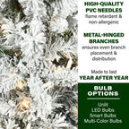 Fraser Hill Farm Green Hinged Slim Snowy Christmas Tree, 6.5'