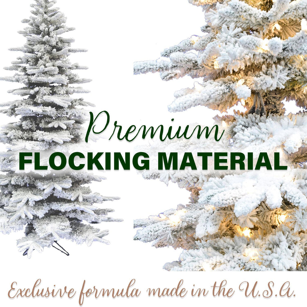 Fraser Hill Farm Green Hinged Slim Snowy Christmas Tree, 6.5'